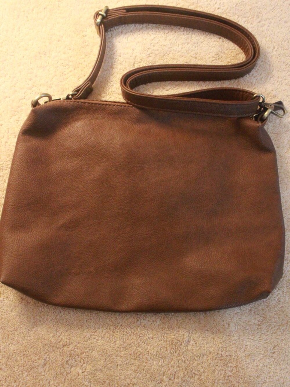 Cognac Brown Crossbody Bag with Adjustable Strap